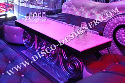 Disco-Tisch "Blume" - klein, mit verspiegelten Ornamenten - ohne Beleuchtung           