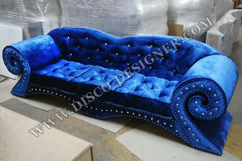 Barkowa Disco Sofa - Aksamitny Niebieski - Standardowy typ pianki