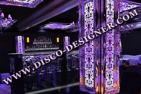 RGB DMX LED Ornamental Wall Panel, silver framing and custom made ornaments, custom size