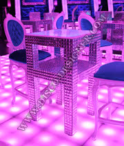 DISCO TABLE CRYSTAL - High - With Bag Shelving - Mirror