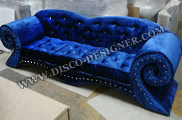 Baroque Disco Sofa - Velvet Blue